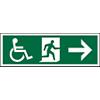 Fire Exit Sign Wheel Chair with Right Arrow Self Adhesive Acrylic 15 x 45 cm