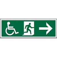 Fire Exit Sign Wheel Chair with Right Arrow Self Adhesive Acrylic 15 x 45 cm