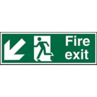 Fire Exit Sign Man Running with Down Left Arrow Self Adhesive Acrylic 10 x 30 cm