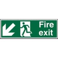 Fire Exit Sign Down Left Arrow Plastic Green 15 x 45 cm