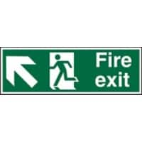 Fire Exit Sign Man Running with Up Left Arrow Self Adhesive Acrylic Green, White 10 x 30 cm