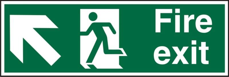 Fire Exit Sign Up Left Arrow Adhesive Vinyl 20 x 60 cm