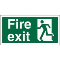 Fire Exit Sign with Left Arrow Self Adhesive Plastic Green 15 x 30 cm