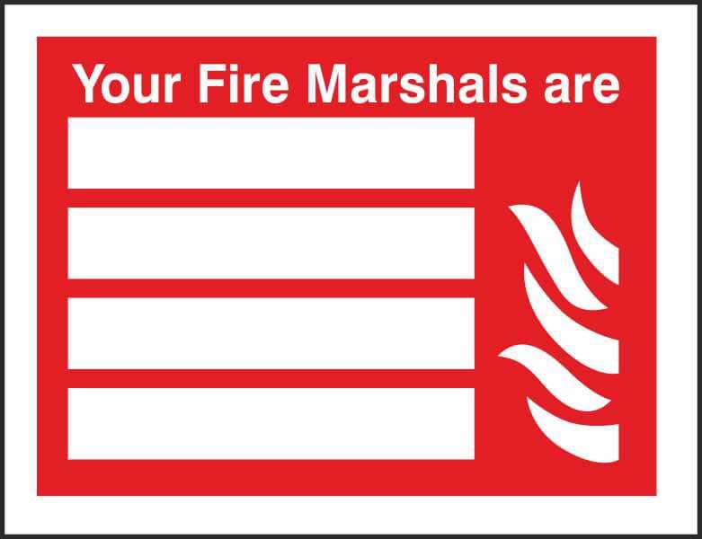 Safety Sign Fire Marshals Adhesive Vinyl 15 x 20 cm