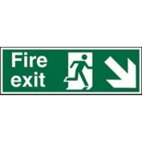 Fire Exit Sign Down Right Arrow Plastic 10 x 30 cm