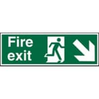 Fire Exit Sign Down Right Arrow Adhesive Plastic 20 x 60 cm