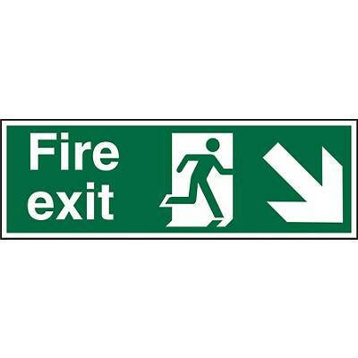 Fire Exit Sign Down Right Arrow Plastic 20 x 60 cm