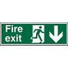 Fire Exit Sign Down Arrow Vinyl Green 10 x 30 cm