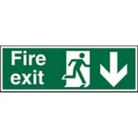 Fire Exit Sign with Down Arrow Self Adhesive Acrylic 10 x 30 cm