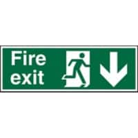 Fire Exit Sign with Down Arrow Self Adhesive Acrylic Green 10 x 30 cm