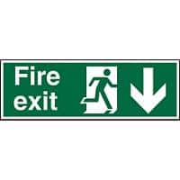 Fire Exit Sign Down Arrow Acrylic 15 x 45 cm
