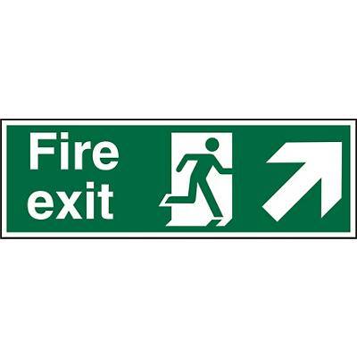 Fire Exit Sign Up Right Arrow Aluminium 10 x 30 cm