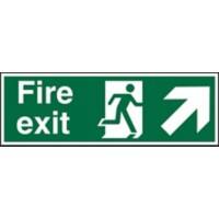 Fire Exit Sign Up Right Arrow Adhesive Vinyl 10 x 30 cm