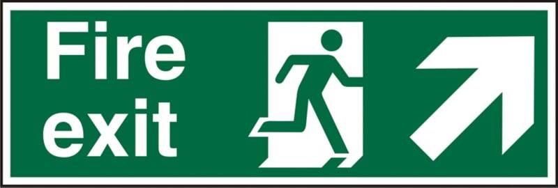 Fire Exit Sign Up Right Arrow Adhesive Vinyl 20 x 60 cm