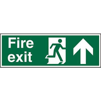 Fire Exit Sign with Up Arrow Self Adhesive Acrylic 10 x 30 cm