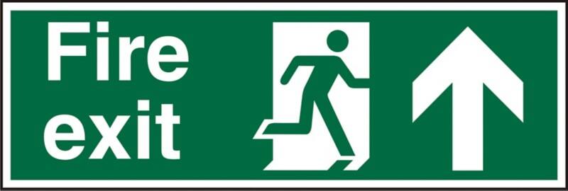 Fire Exit Sign Up Arrow Adhesive Aluminium 10 x 30 cm
