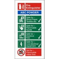 Fire Extinguisher Sign ABC Powder Acrylic 20 x 10 cm