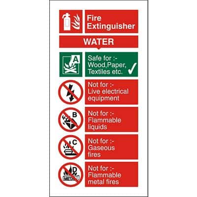 Fire Extinguisher Sign Water Acrylic 20 x 10 cm