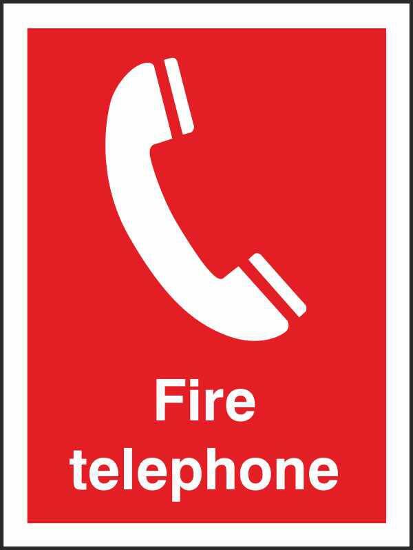 Fire Information Sign Fire Telephone Adhesive Plastic 20 x 15 cm