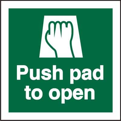 First Aid Sign Push Pad to Open Self-adhesive Plastic 20 x 20 cm