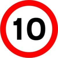 Road Sign 10 Mph Wall Mounted ACM (Aluminium Composite Material) 45 x 45 cm