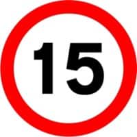 Road Sign 15 Mph Wall Mounted ACM (Aluminium Composite Material) 45 x 45 cm