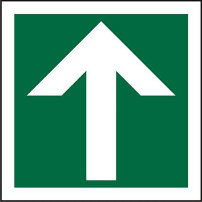 Fire Exit Sign Up Arrow Plastic Green, White 10 x 10 cm