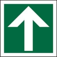 Fire Exit Sign Up Arrow Plastic Green, White 15 x 15 cm