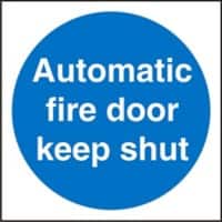 Mandatory Sign Automatic Fire Door Keep Shut Plastic 10 x 10 cm
