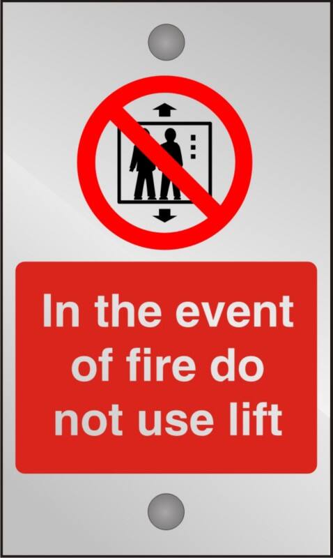 Fire Information Sign Do Not Use Lift Adhesive Acrylic 20 x 12 cm