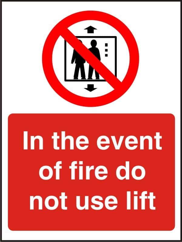 Fire Information Sign Do Not Use Lift Adhesive Acrylic 20 x 15 cm