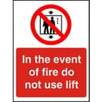 Fire Sign Do Not Use Lift Self Adhesive Acrylic Red, White 20 x 15 cm