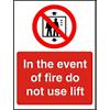 Fire Sign Do Not Use Lift Self Adhesive Acrylic Red, White 20 x 15 cm