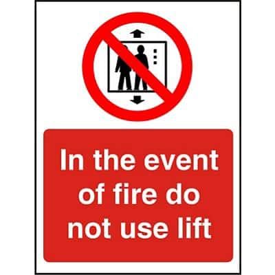 Fire Sign Do Not Use Lift Self Adhesive Acrylic Red, White 20 x 15 cm