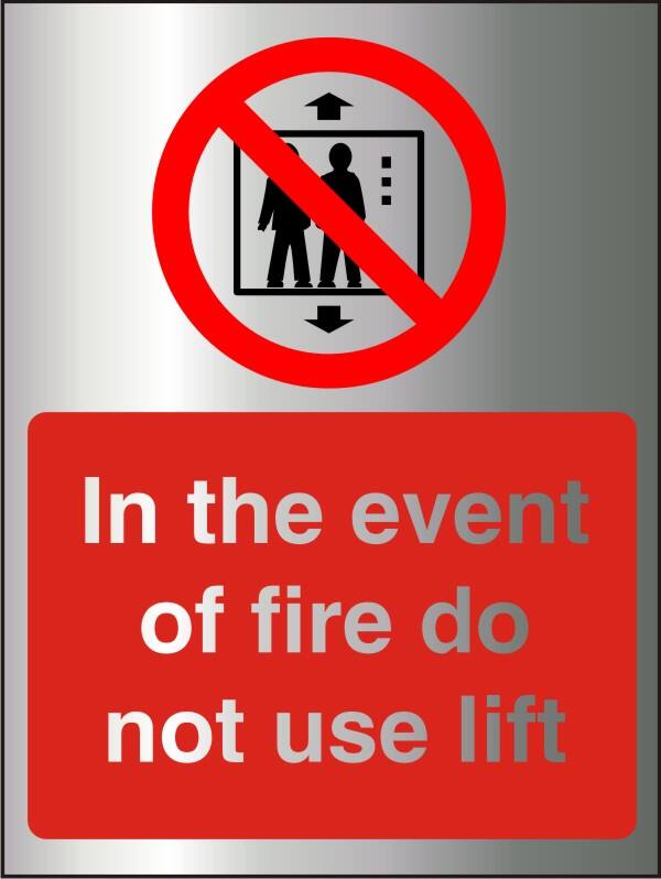 Fire Information Sign Do Not Use Lift Adhesive Aluminium 20 x 15 cm
