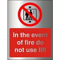 Fire Sign Do Not Use Lift Aluminium Silver, Red 20 x 15 cm