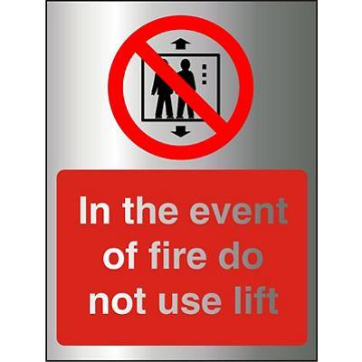 Fire Sign Do Not Use Lift Aluminium Silver, Red 20 x 15 cm