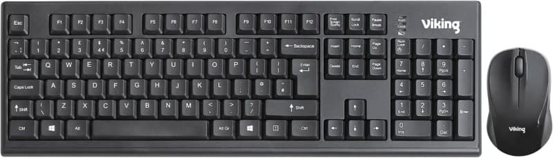 Viking Keyboard and Mouse Set Wireless QWERTY With Bluetooth Black