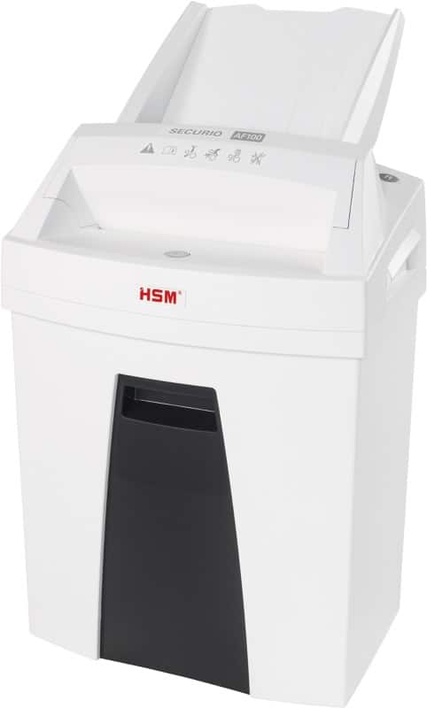 HSM Auto Feed SECURIO Shredder 6 Sheets Cross Cut Security Level P-4 25 L AF100