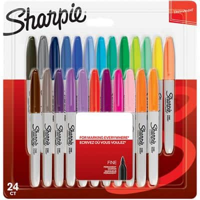 Sharpie Permanent Marker Fine Bullet 1.0 mm Assorted Pack of 24