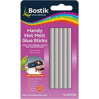 Bostik Hot Melt Glue Stick Permanent Gel Transparent Clear 30813367 Pack of 14 