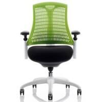 dynamic Synchro Tilt Office Chair with Adjustable Armrest and Seat Flex Task Green Seat with White Frame