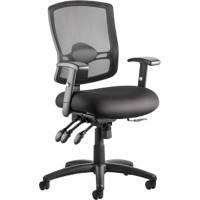 dynamic Operator Chair Permanent Contact Mesh Height-Adjustable Armrest Black 125 kg Portland III