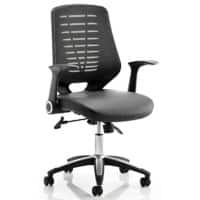 dynamic Synchro Tilt Task Office Chair with Armrest and Adjustable Seat Relay Leather Black