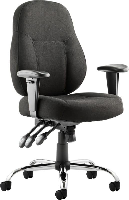 dynamic Operator Chair Permanent Contact Fabric Height-Adjustable Armrest Black 125 kg Storm