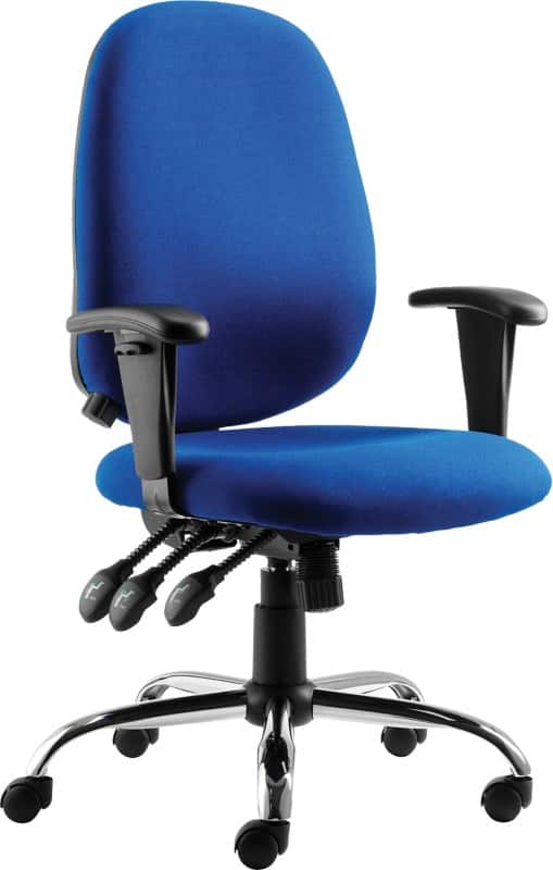 dynamic Operator Chair Permanent Contact Fabric Height-Adjustable Armrest Blue 125 kg Lisbon