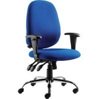 dynamic Operator Chair Permanent Contact Fabric Height-Adjustable Armrest Blue 125 kg Lisbon