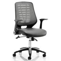 dynamic Synchro Tilt Operator Chair with Armrest and Adjustable Seat Relay Leather Black, Silver