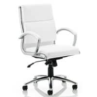 dynamic Synchro Tilt Executive Chair with Armrest and Adjustable Seat Classic Bonded Leather Medium Back White