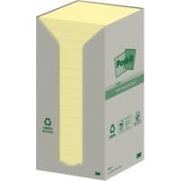 Post-it Recycled Sticky Notes 76 x 76 mm Canary Yellow 16 Pads of 100 Sheets